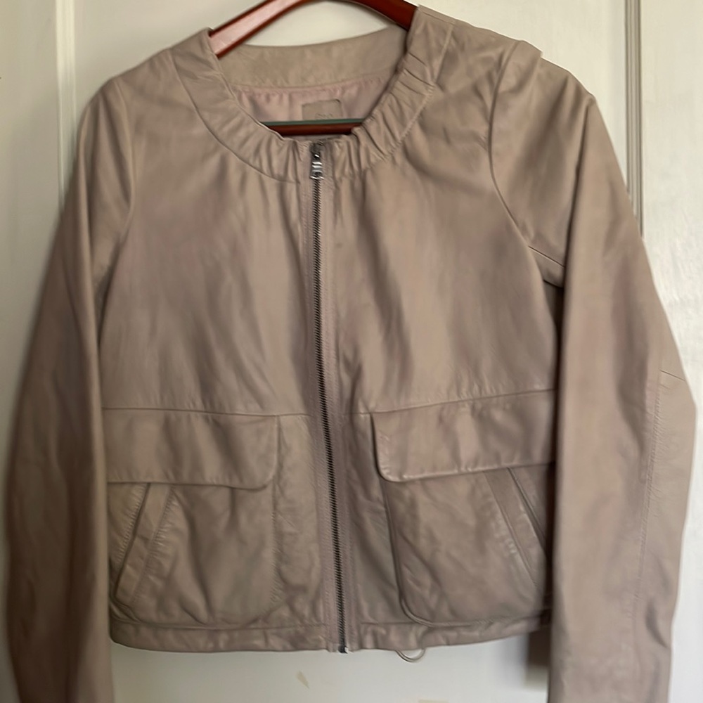 Gap Taupe Zip Leather Jacket